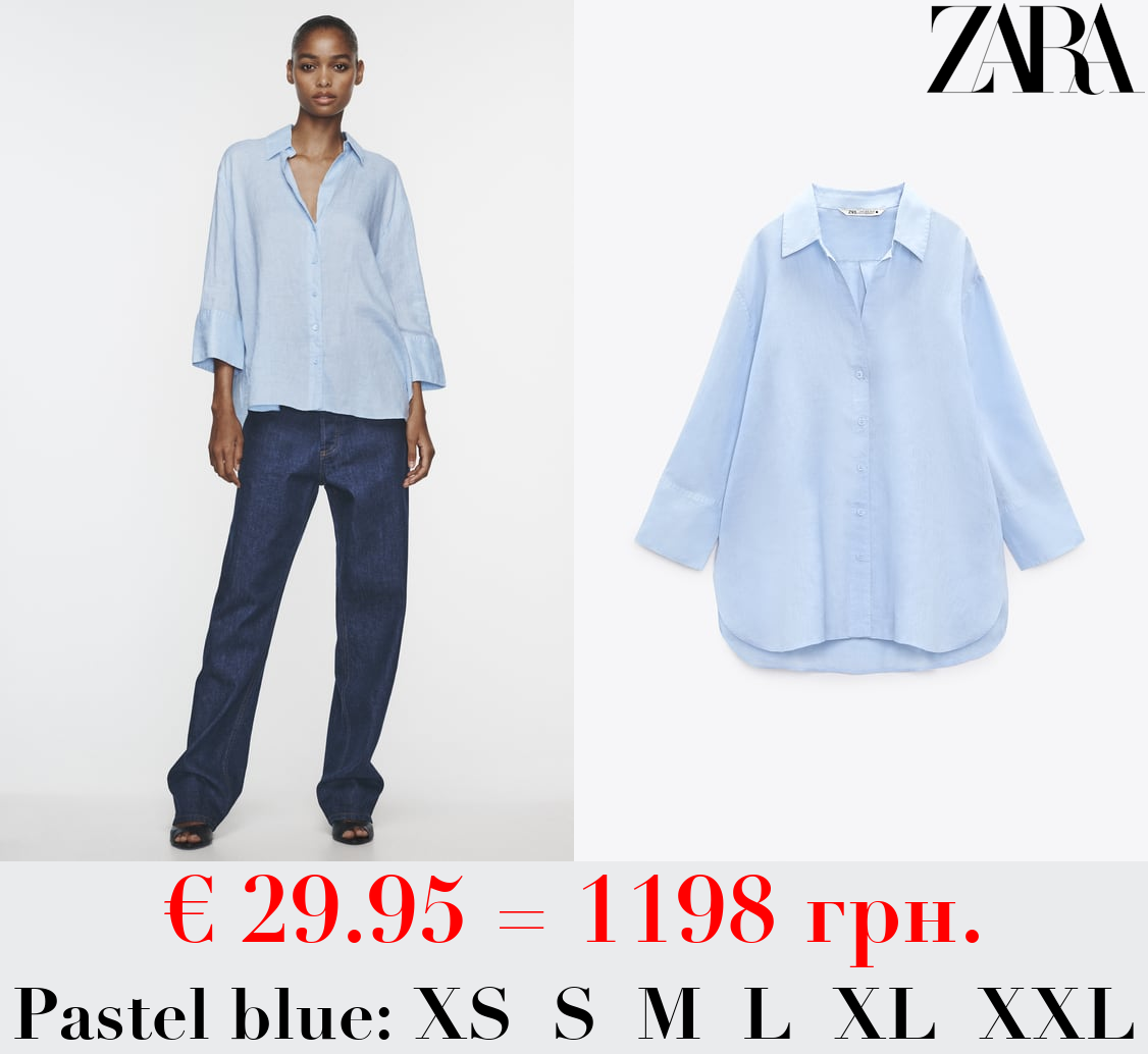 LINEN SHIRT WITH AN ASYMMETRIC HEM