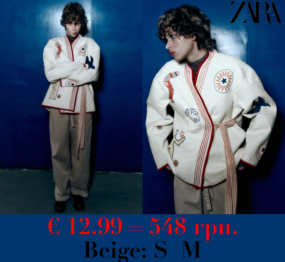 QUILTED KIMONO WITH EMBROIDERY