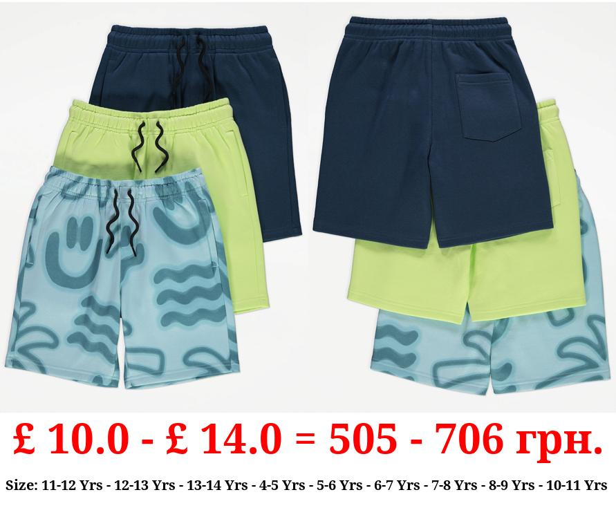 Smiley Palm Jersey Shorts 3 Pack