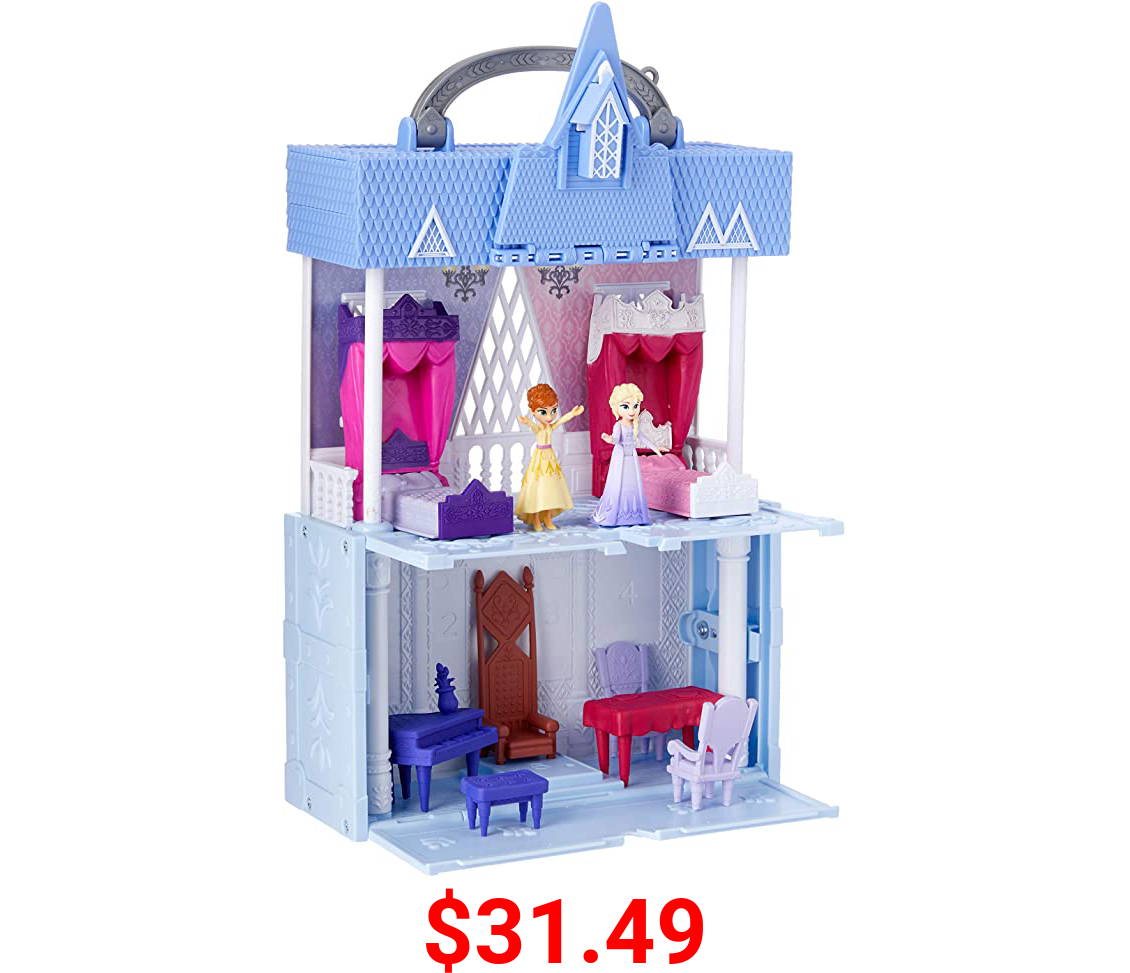 Disney Frozen Pop Adventures Arendelle Castle Playset with Handle, Including Elsa Doll, Anna Doll, & 7 Accessories - Toy for Kids Ages 3 & Up , Blue