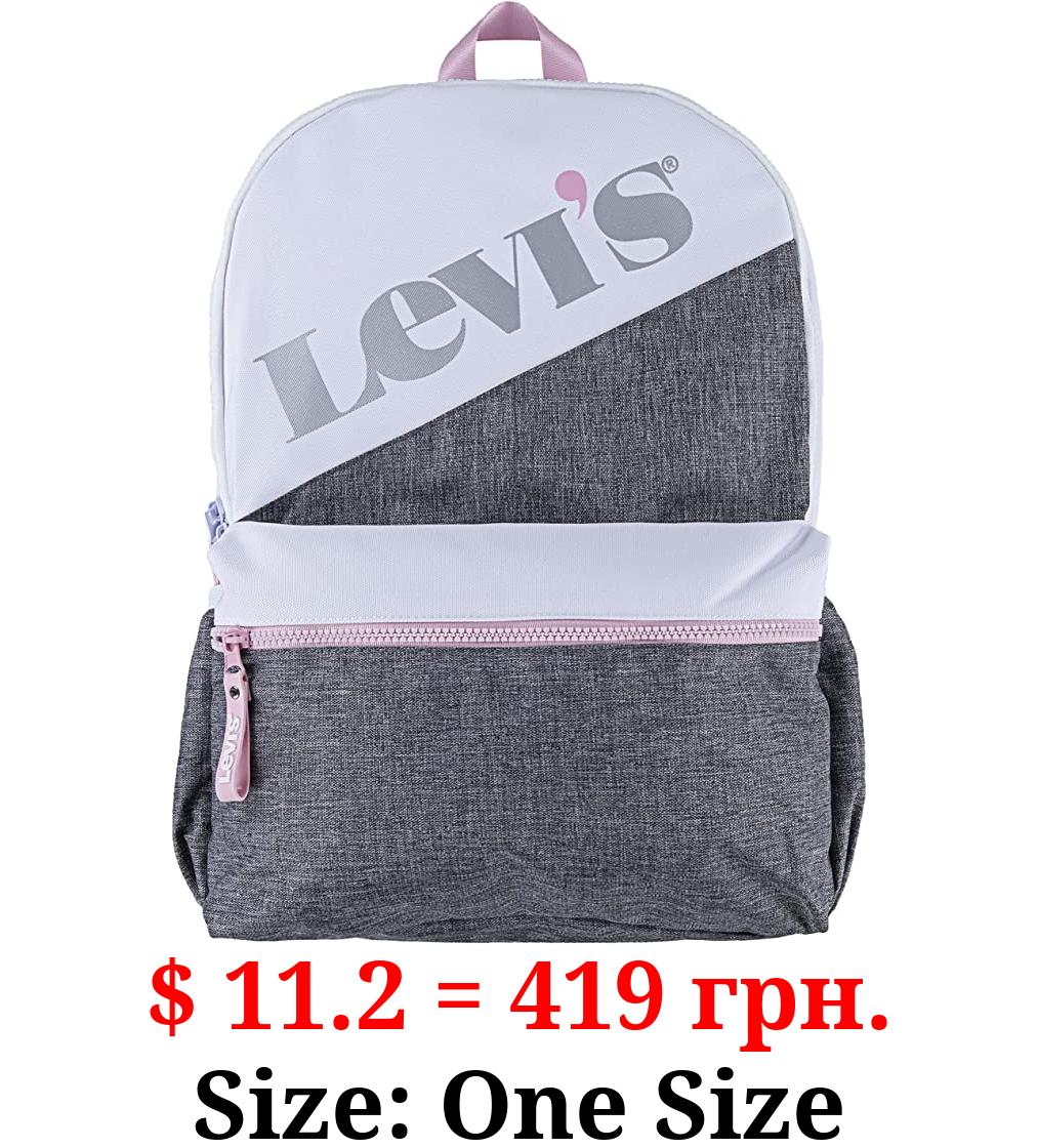Levi's Unisex-Adults Classic Logo Backpack, Grey/Pink, One Size