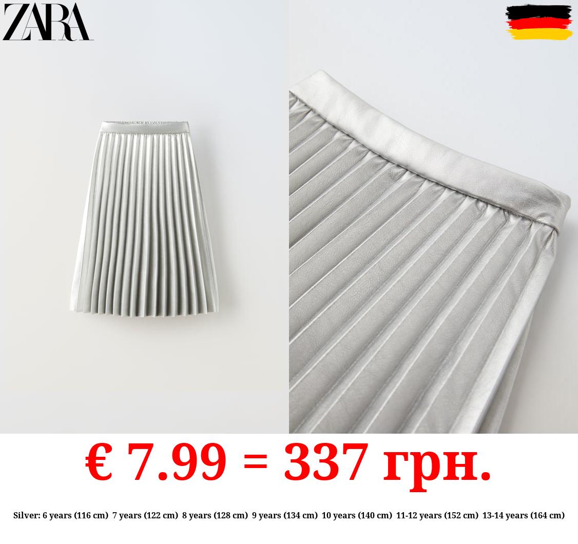 PLEATED LEATHER EFFECT MIDI SKIRT