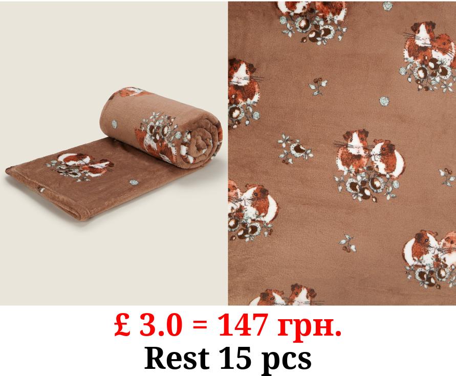 Brown Autumn Guinea Pig Super Soft Throw