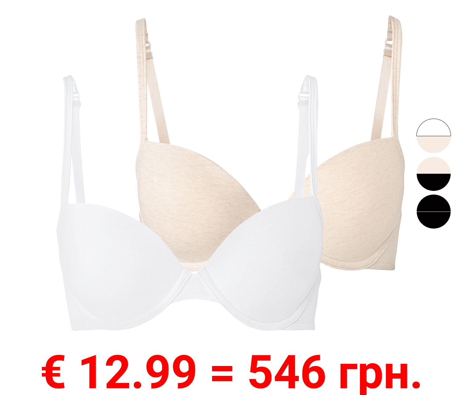 esmara® Damen Bügel BH, 2 Stück, mit verstellbaren Trägern