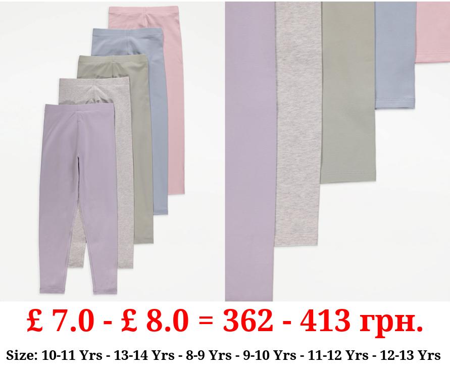 Pastel Plain Leggings 5 Pack