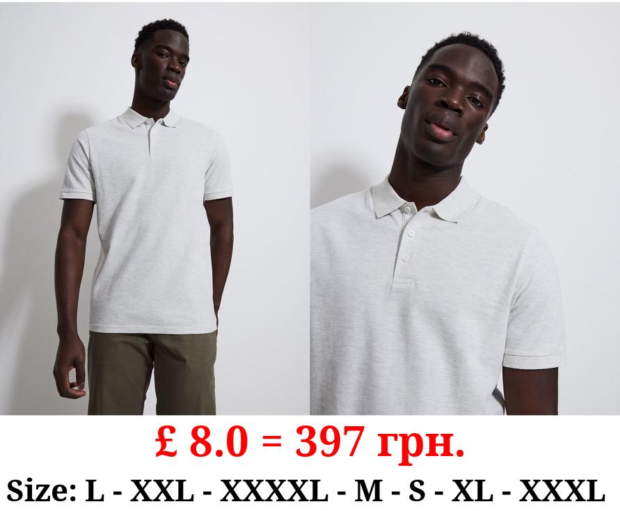 Light Grey Marl Polo Top