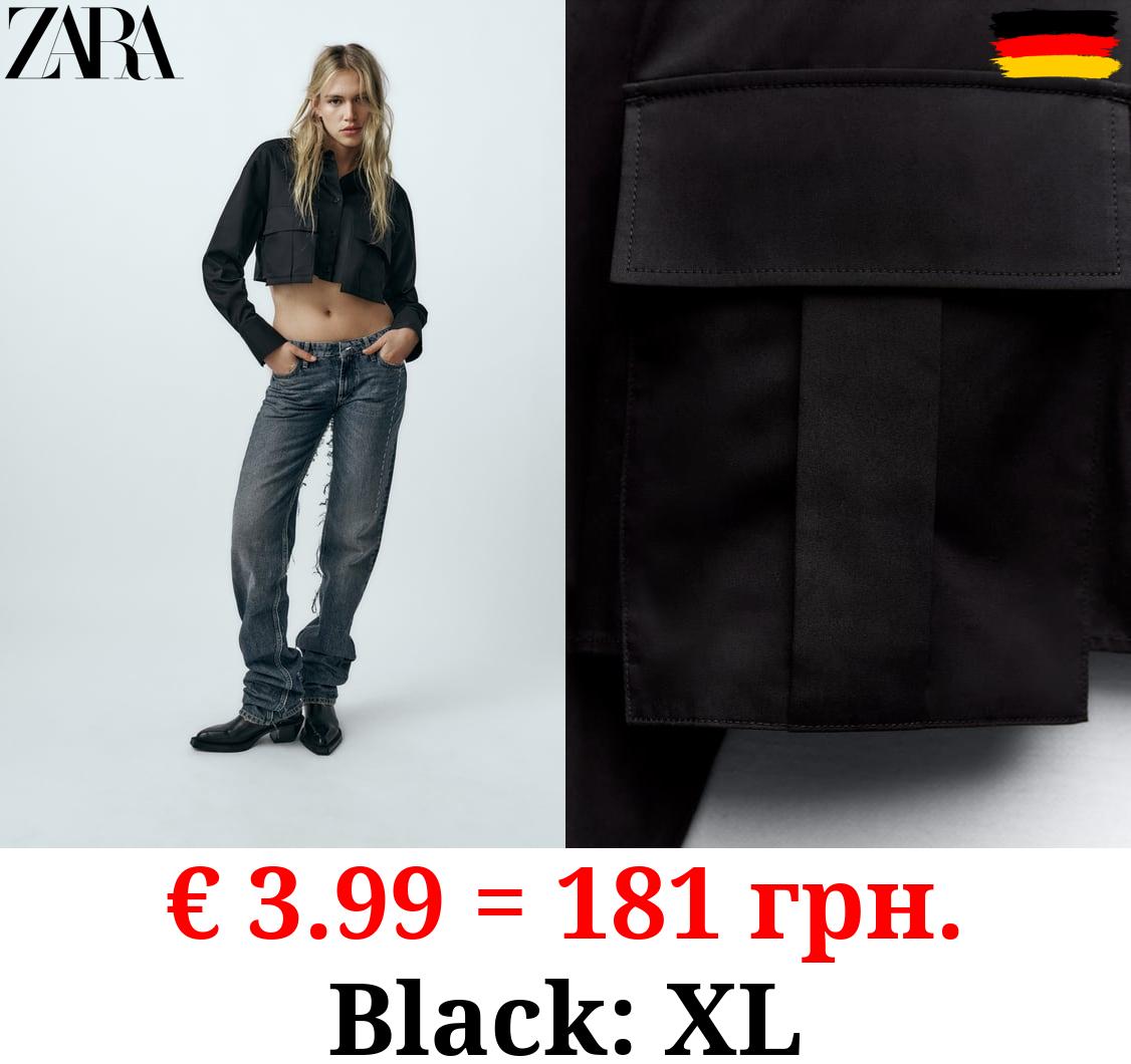 GABARDINE FABRIC CROPPED SHIRT