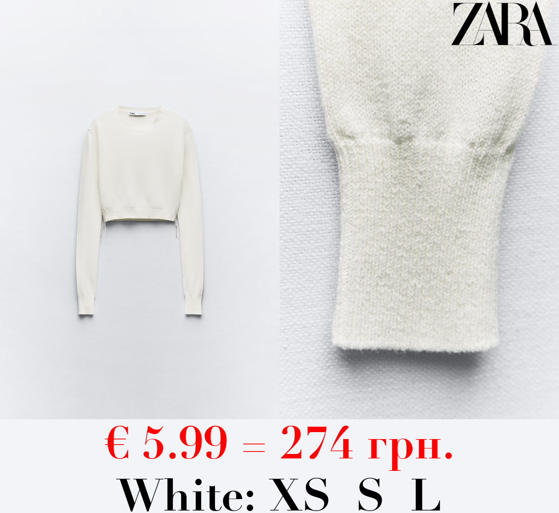 PLAIN KNIT SWEATER WITH CONTRAST TOPSTITCHING