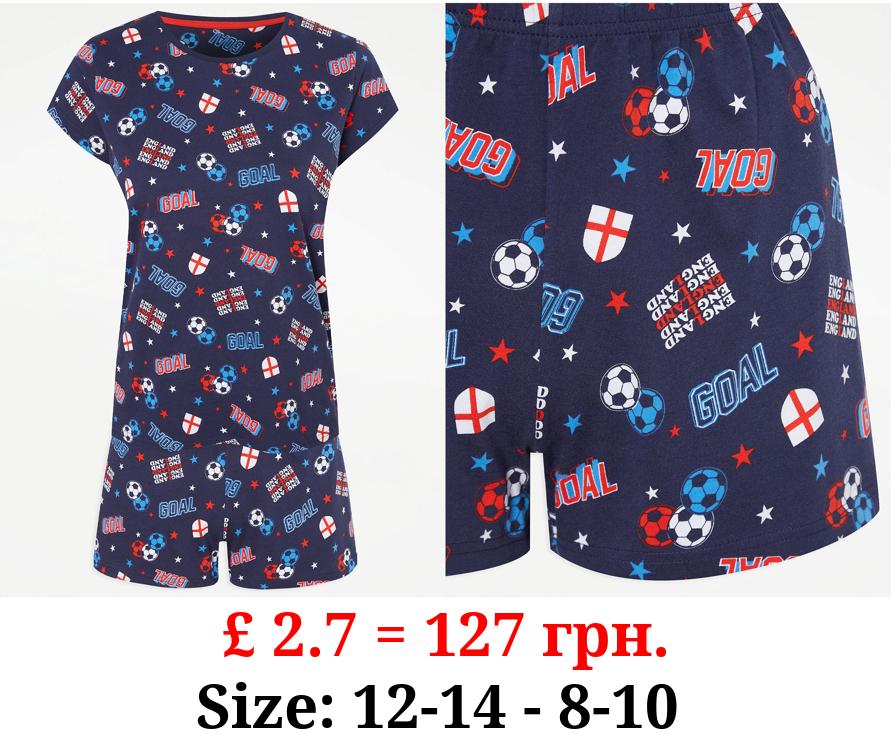 Navy Football Print Matching Family Adults Short Pyjamas