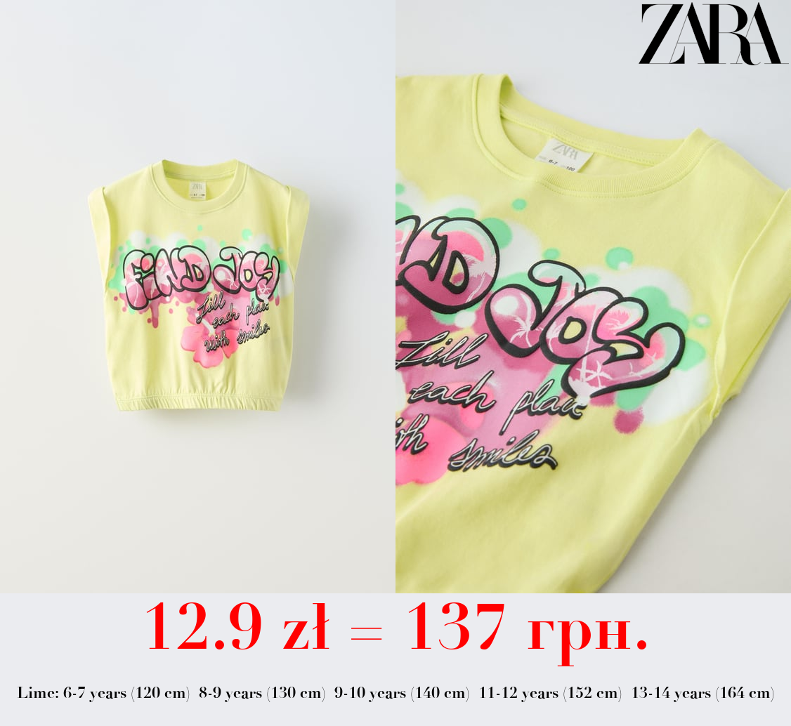 GRAFFITI T-SHIRT WITH ELASTICATED DETAIL
