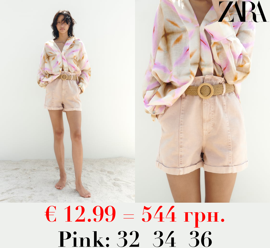 Z1975 BAGGY BELTED DENIM BERMUDA SHORTS