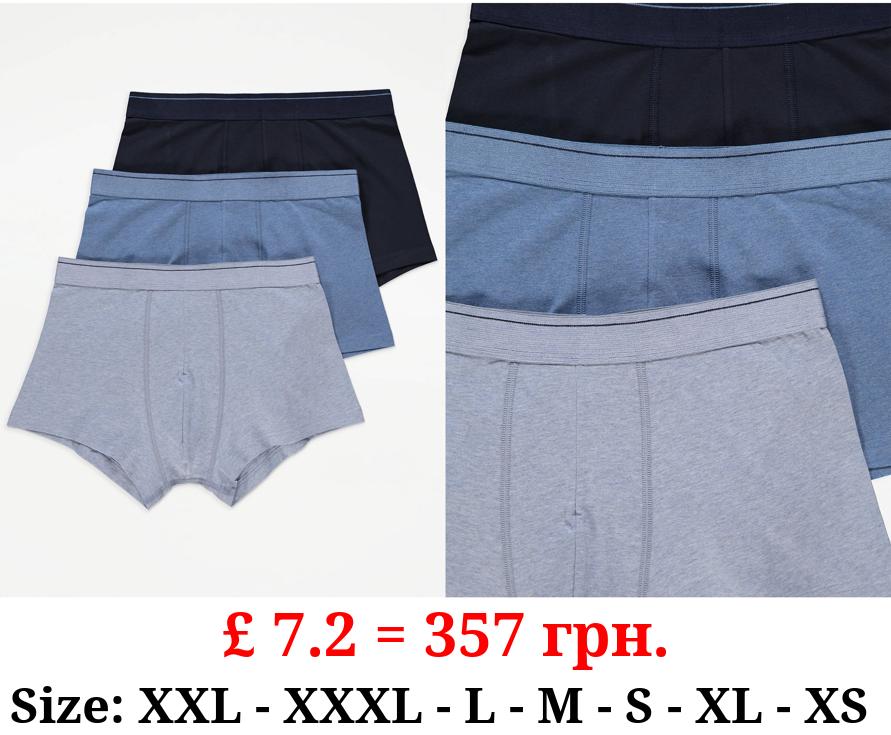 Blue Hipster Trunks 3 Pack