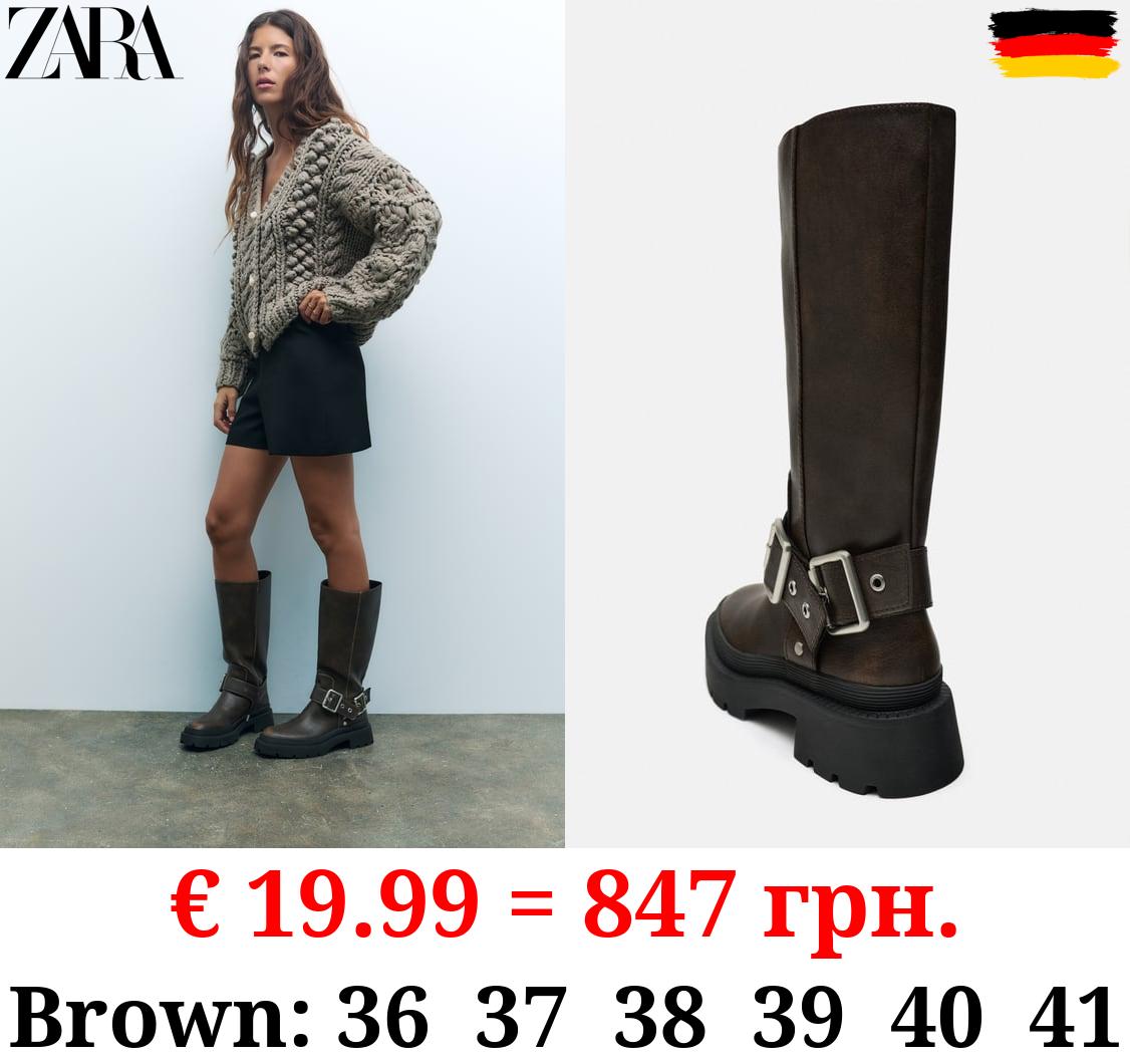 FLAT TRACK SOLE BOOTS WITH BUCKLES