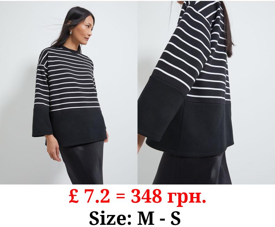 Black Stripe Crew Neck Sweatshirt