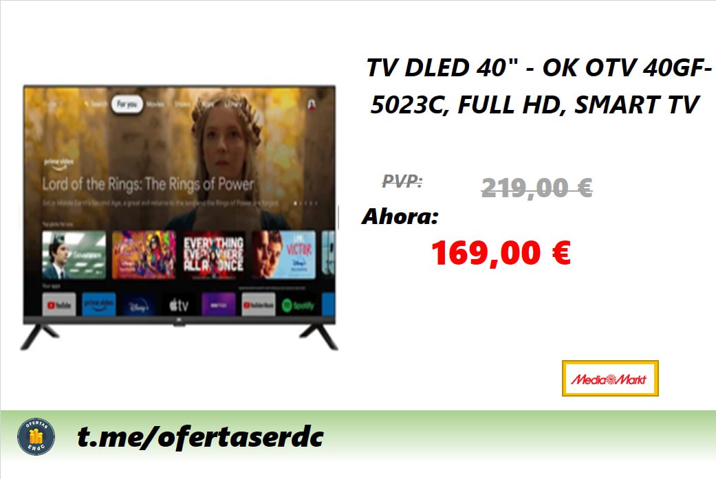 TV DLED 40  OK OTV 40GF-5023C, Full HD, Smart TV, DVB-T2 (H.265