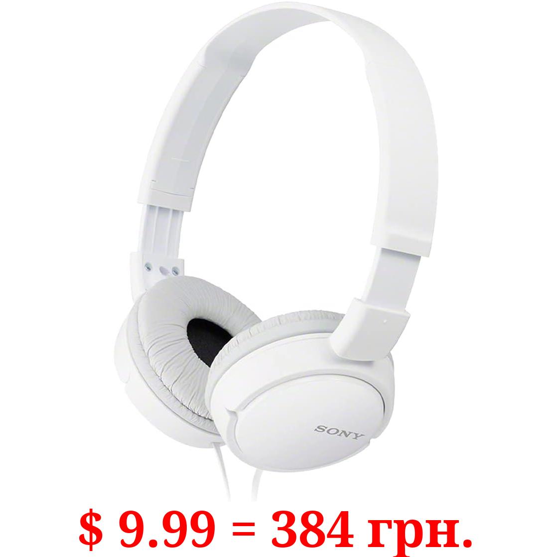 Sony ZX Series Wired On-Ear Headphones, White MDR-ZX110