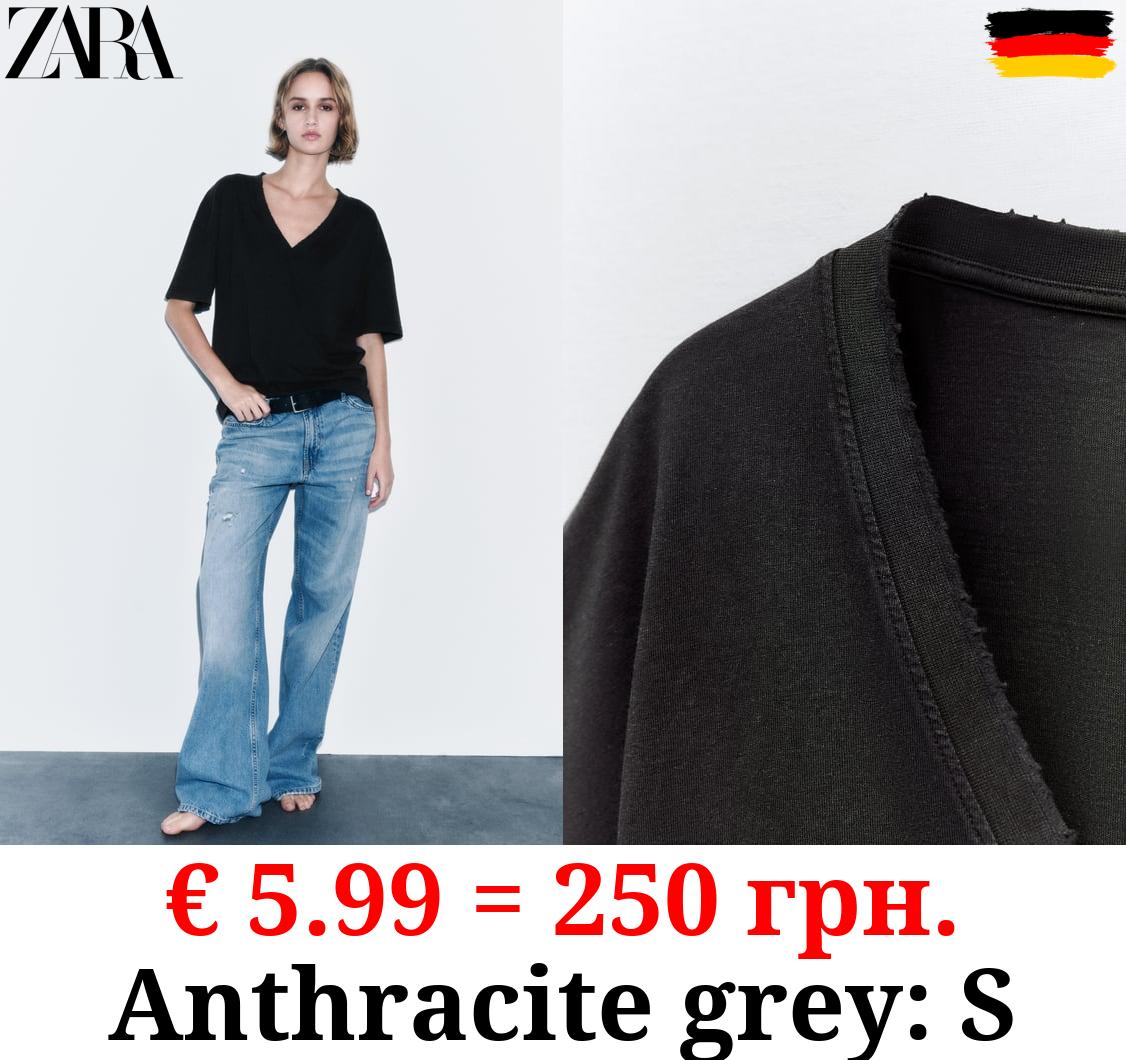 FADED-EFFECT V-NECK T-SHIRT