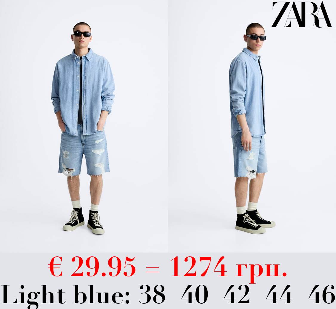 RIPPED DENIM BERMUDA SHORTS