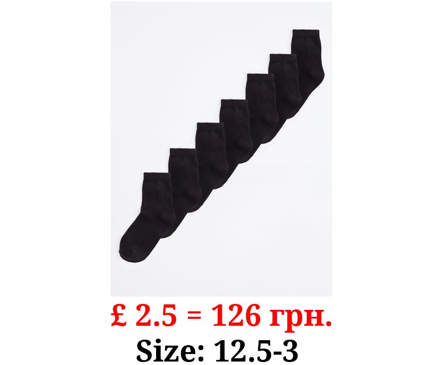 Black Cotton Rich Ankle Socks 7 Pack