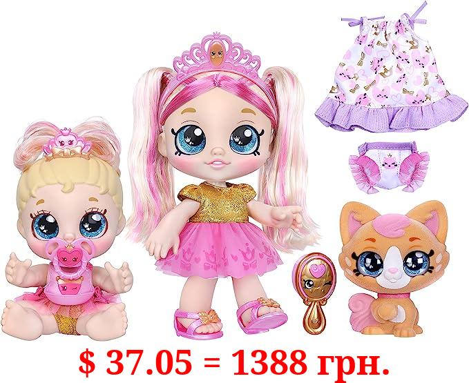 Kindi Kids Scented Sisters Pawsome Royal Family - Pre-School 10" Play Doll: Tiara Sparkles, 6.5" Baby Kindi: Teenie Tiara, and Kindi Pet: Prince Purrfection - Amazon Exclusive