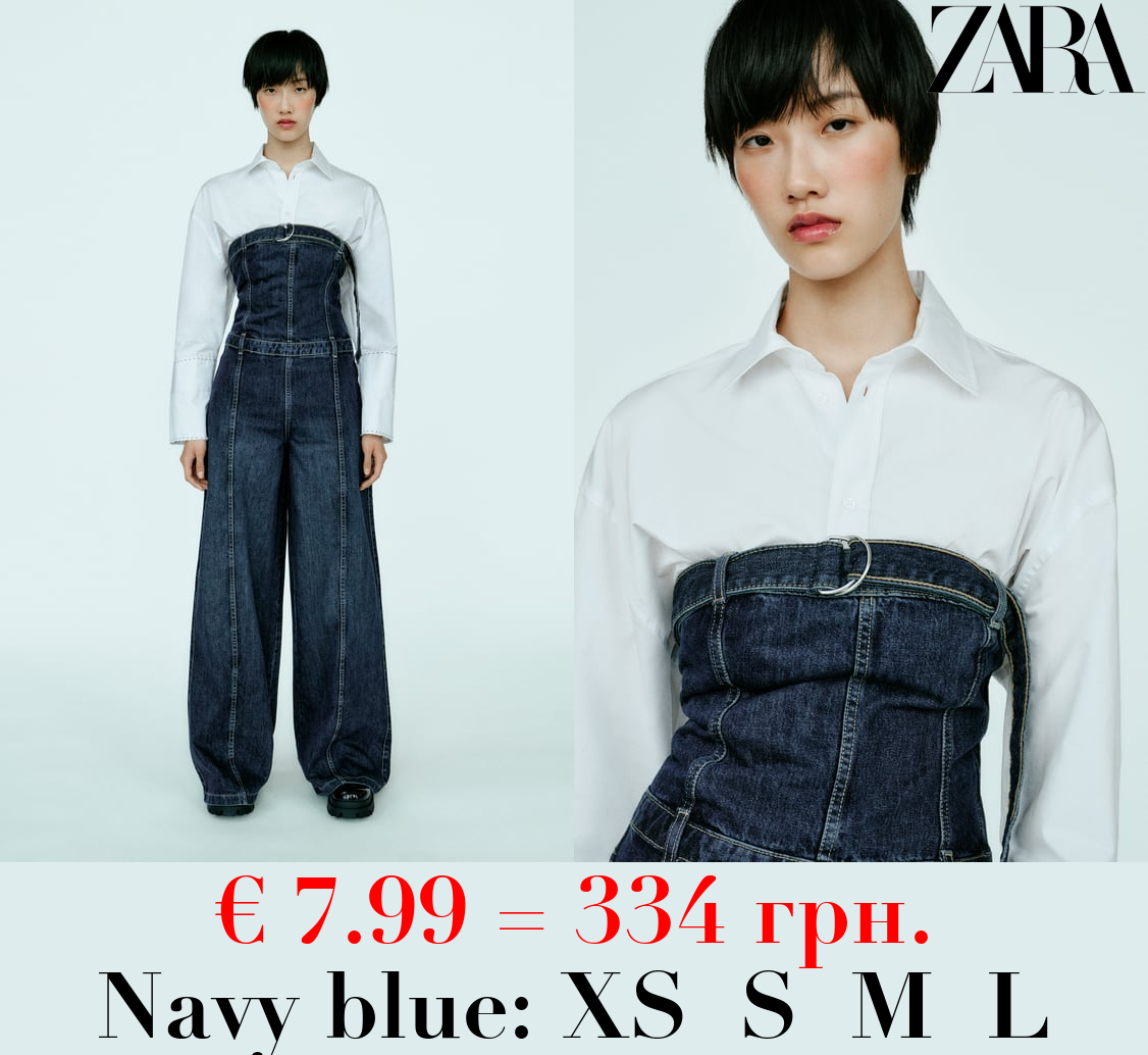 TRF STRAPLESS DENIM JUMPSUIT