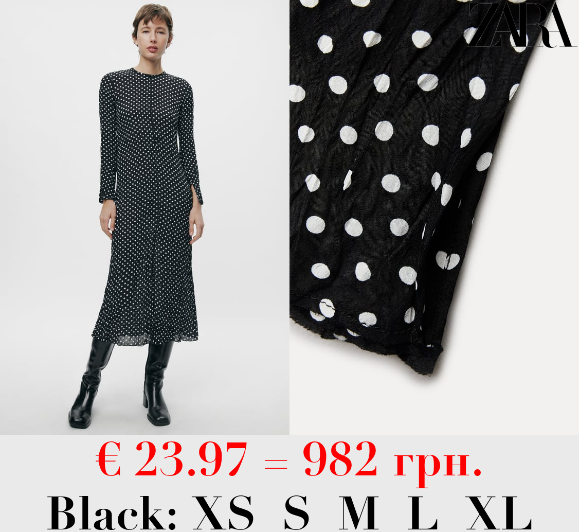 ZW COLLECTION CREASED POLKA DOT DRESS