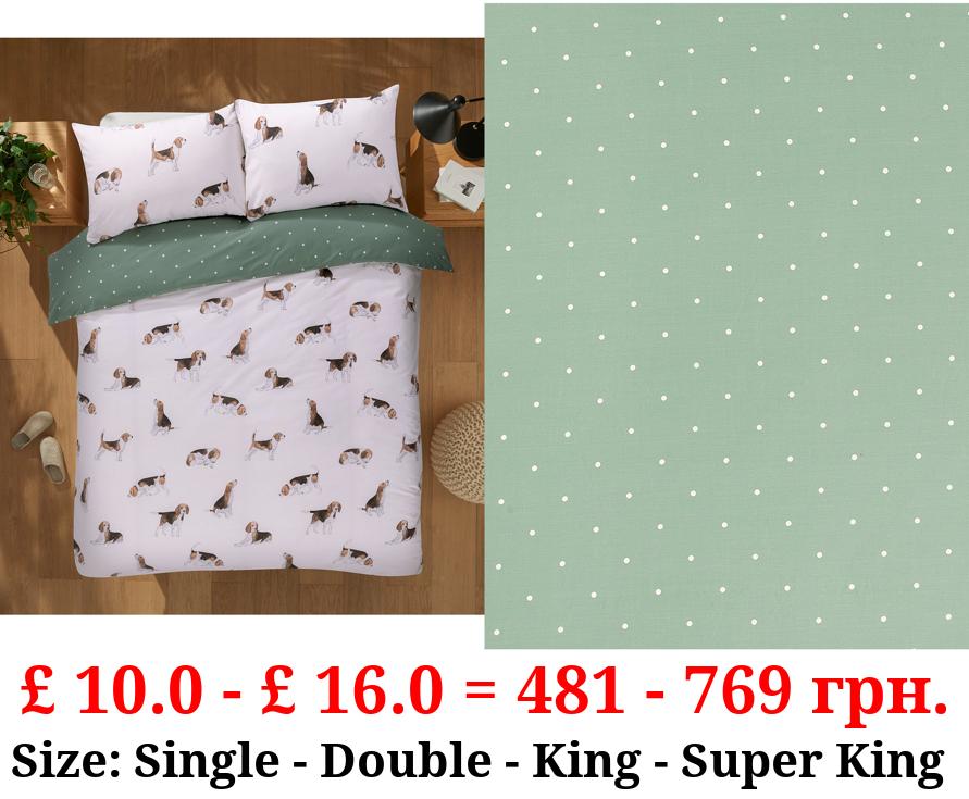 White Beautiful Beagle Reversible Duvet Set