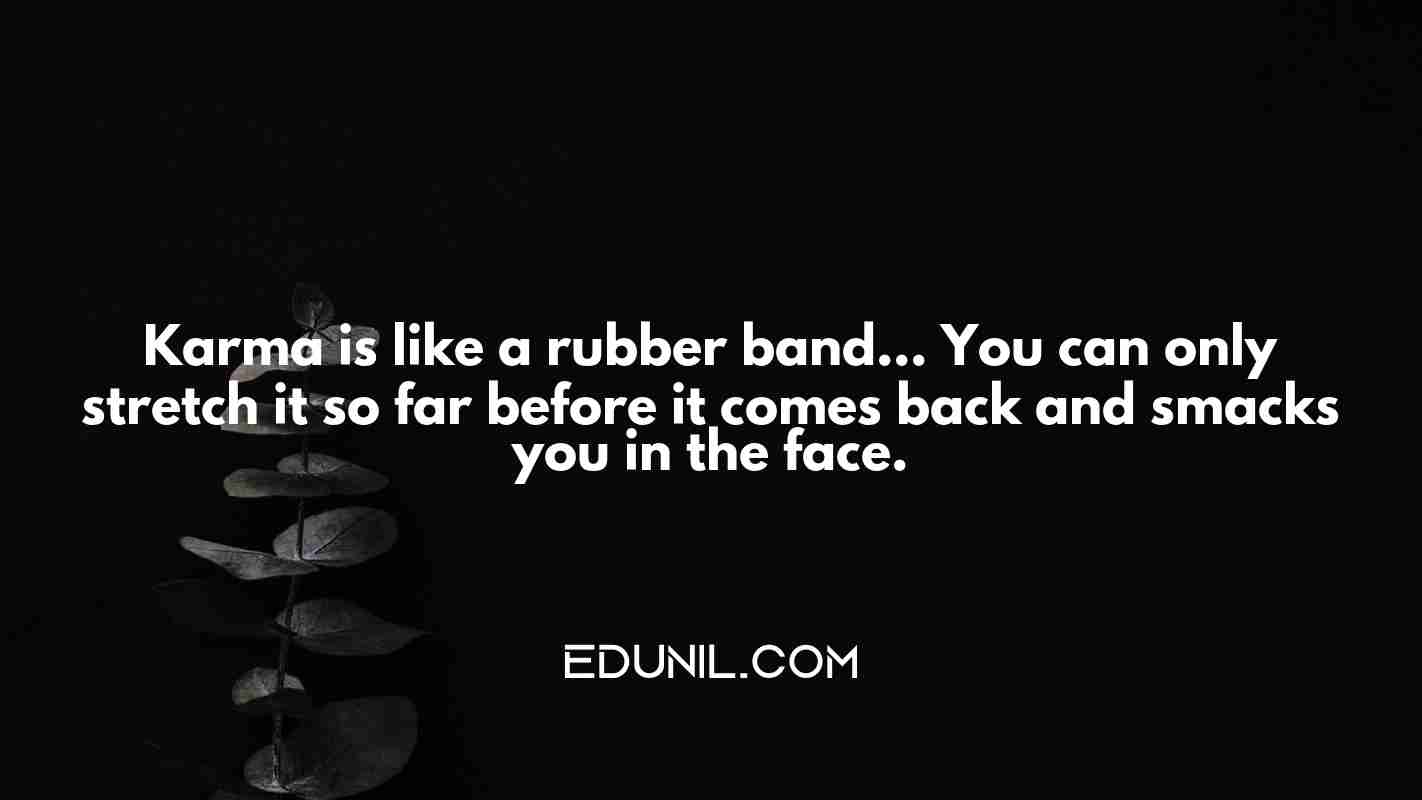 Karma is like a rubber band… You can only stretch it so far before it comes back and smacks you in the face. -  