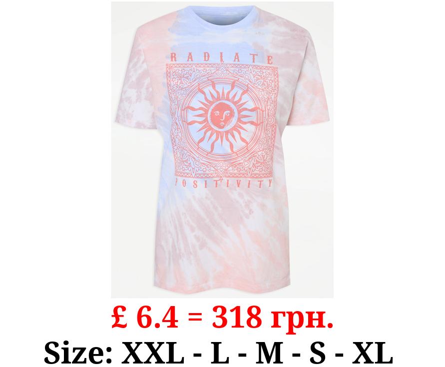 Pastel Tie Dye Radiate Positivity Print T-Shirt