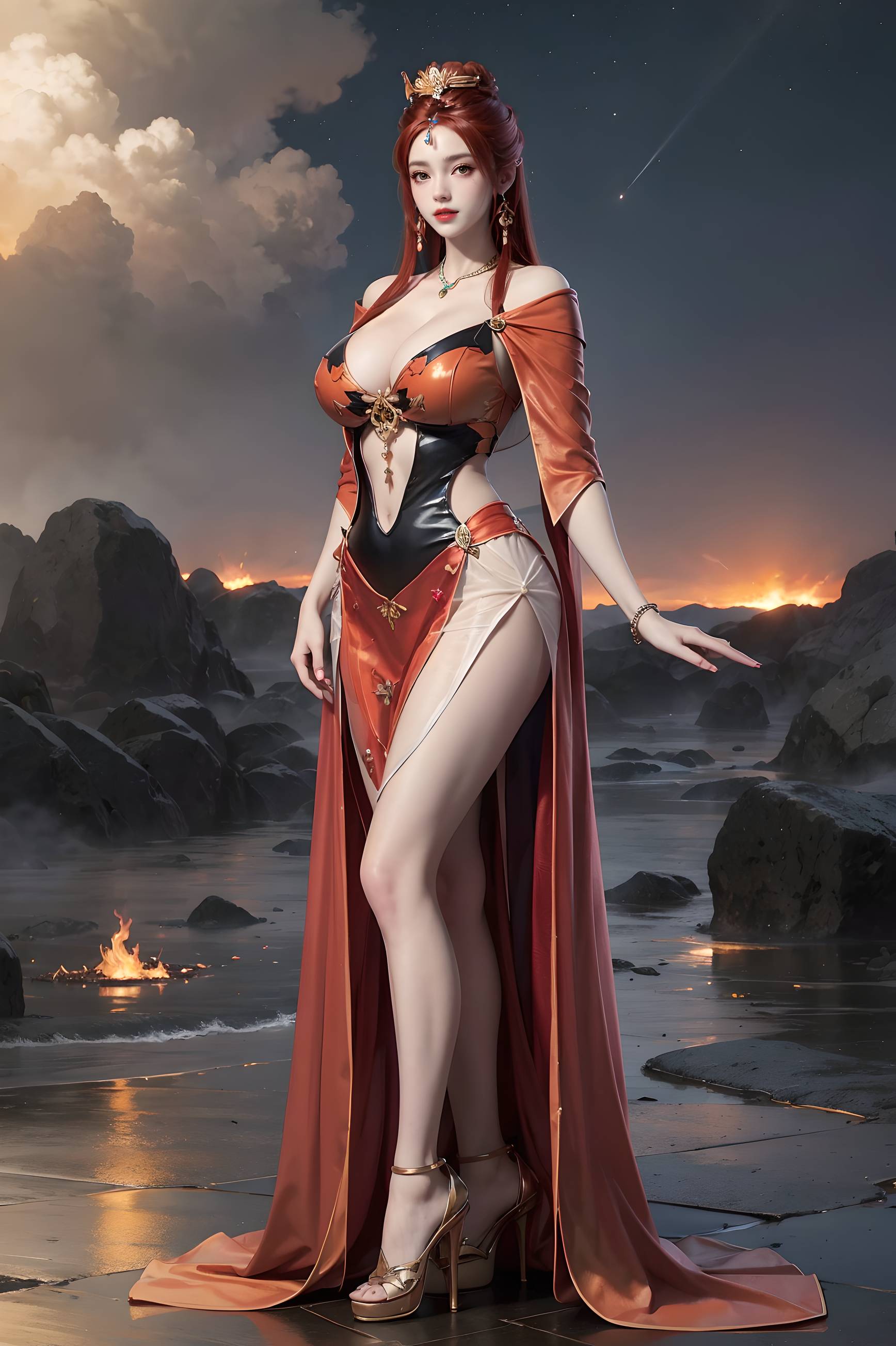 图片[56]-完美世界-曼珠沙华 户外红色礼服-六色网