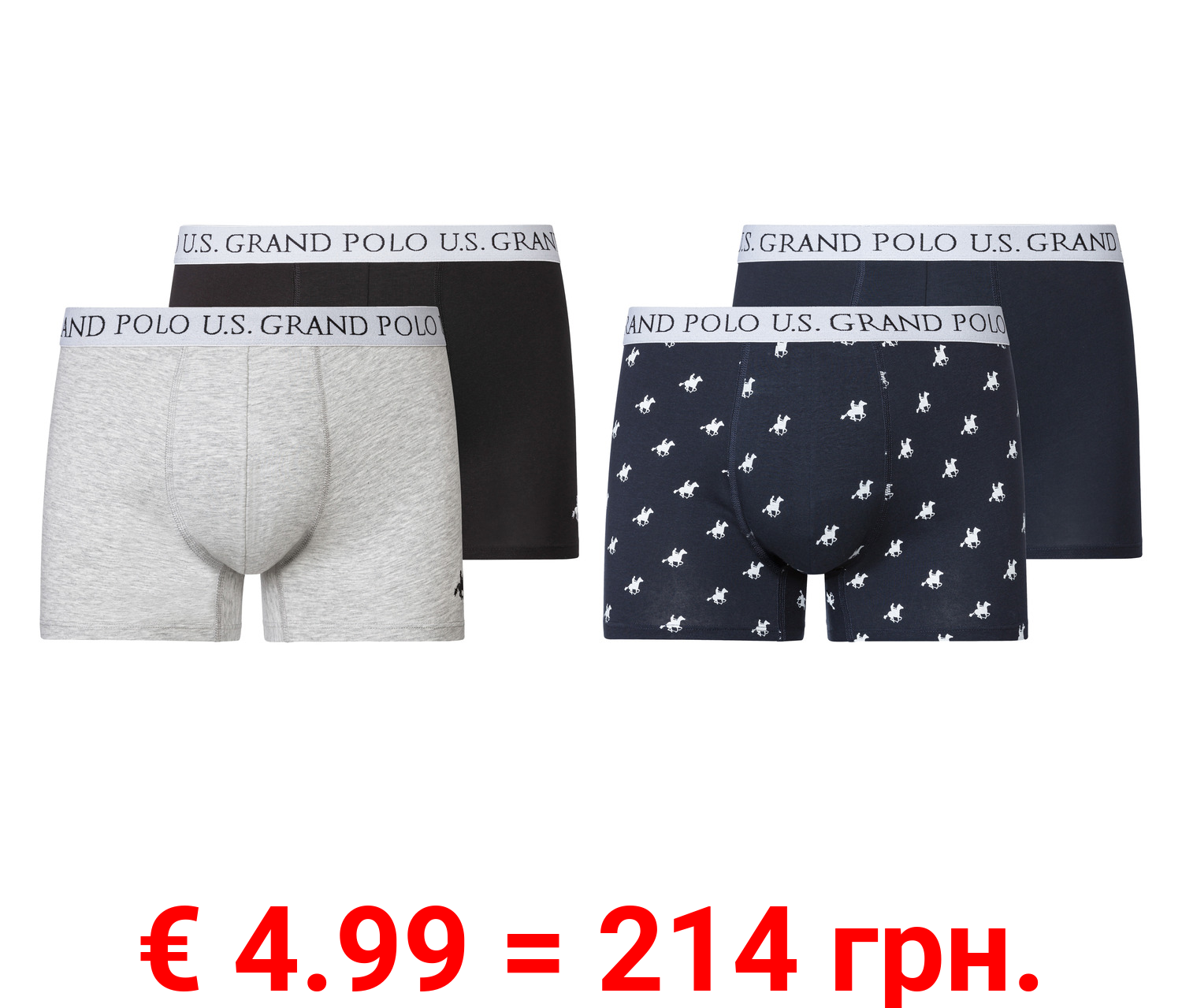 LIVERGY® x Grand Polo Herren Boxer, 2 Stück, hoher Baumwollanteil