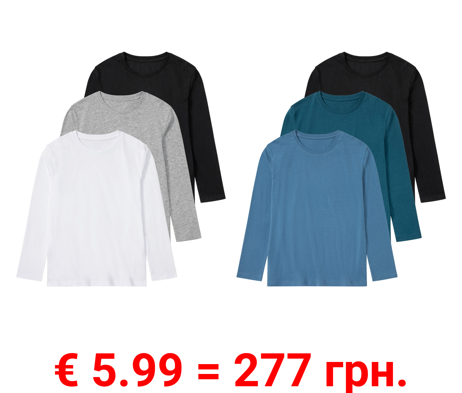 pepperts!® Kinder Jungen Langarmshirts, 3 Stück, mit Rundhalsausschnitt