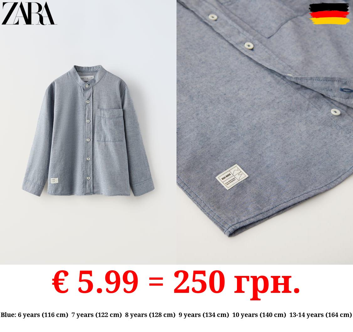 MELANGE SHIRT WITH STAND-UP COLLAR