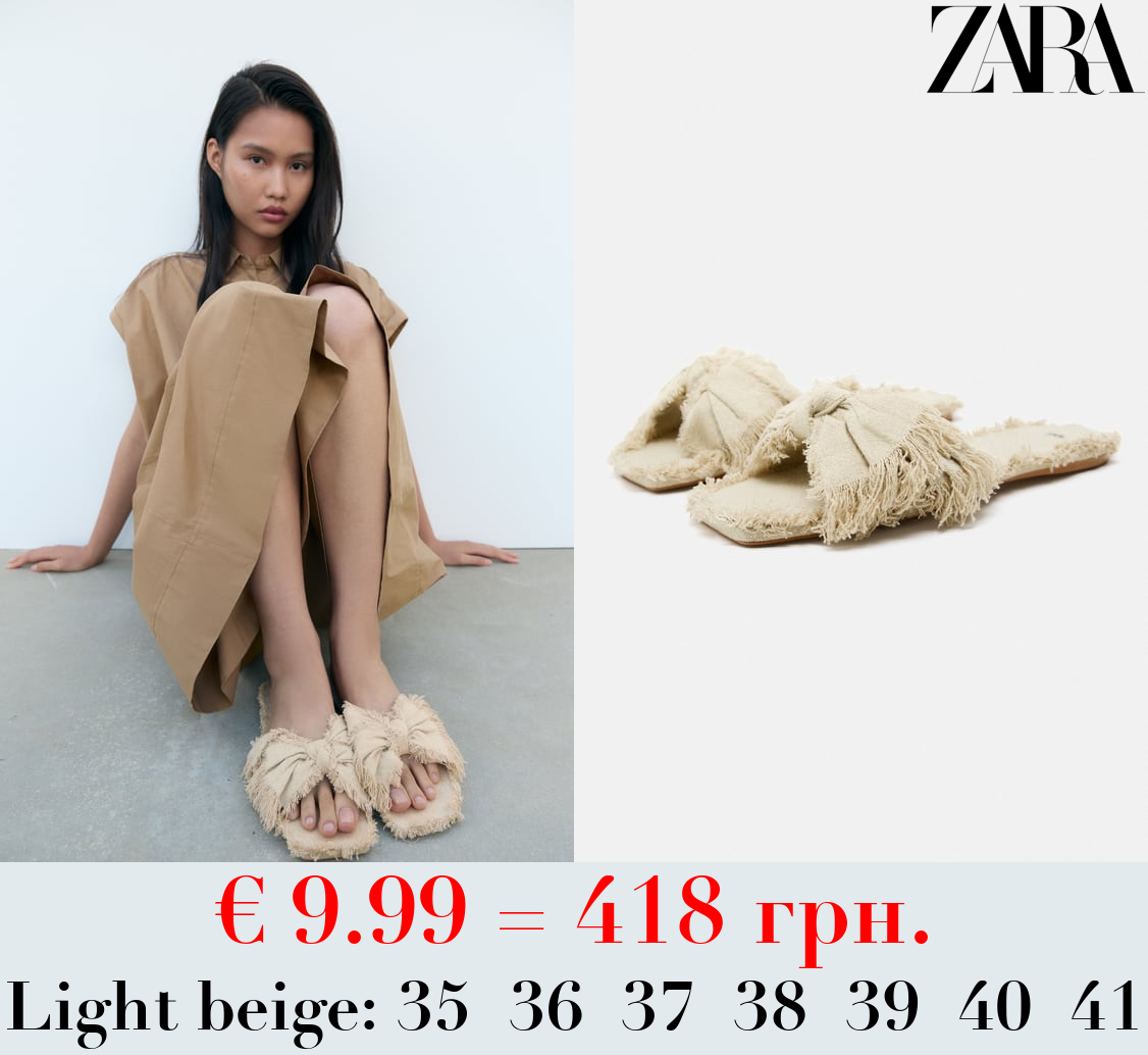 LINEN FLAT SLIDER SANDALS