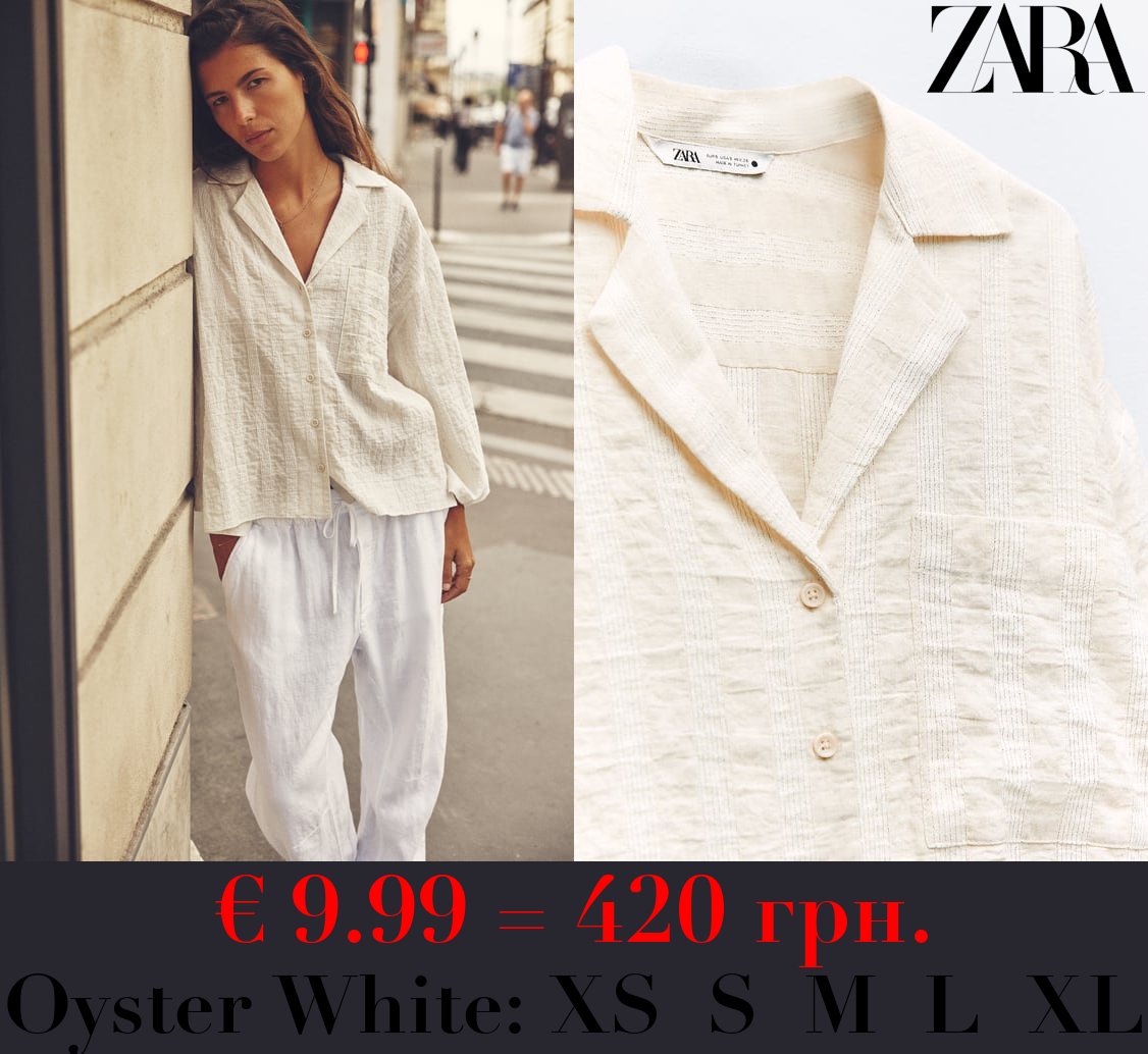 TEXTURED PYJAMA-STYLE BLOUSE