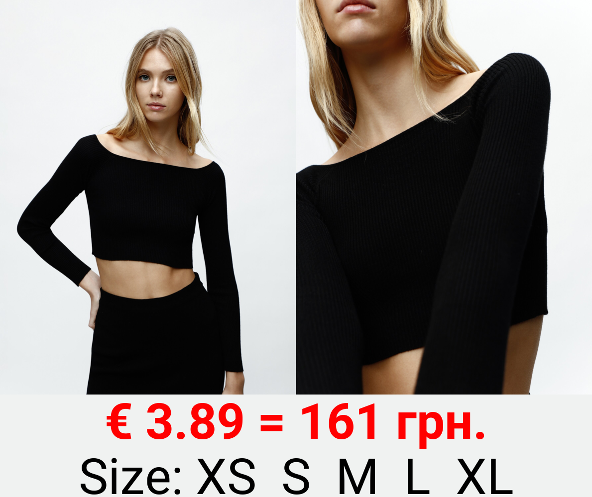 Cropped off-the-shoulder sweater