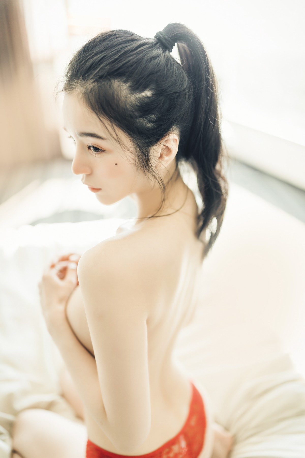 JVID精品 🔞仙仙辰 透明罩衫 透明駱駝蹄內褲 濕潤黑絲 我的女友 這次有點色😈有點甜 Set.01 21