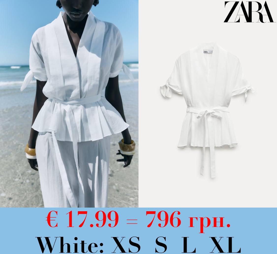 ZW COLLECTION PLEATED SHIRT WITH BELT