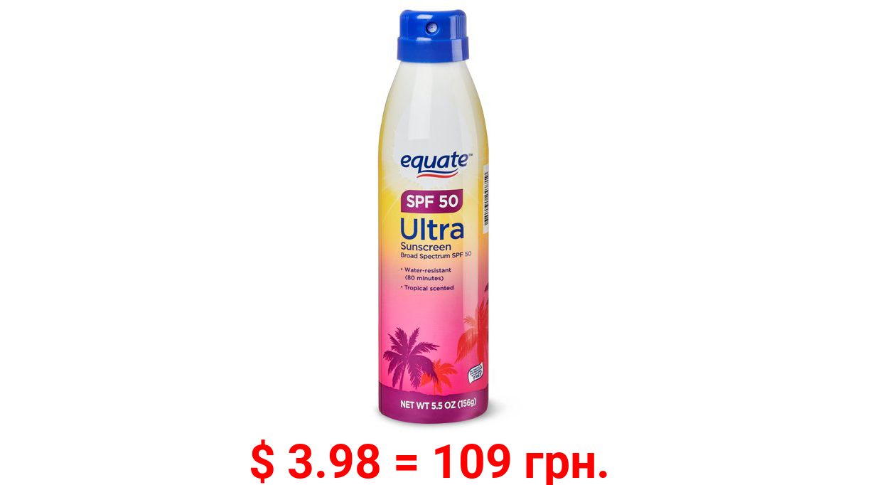 Equate Ultra Broad Spectrum Sunscreen Spray, SPF 50, 5.5 oz