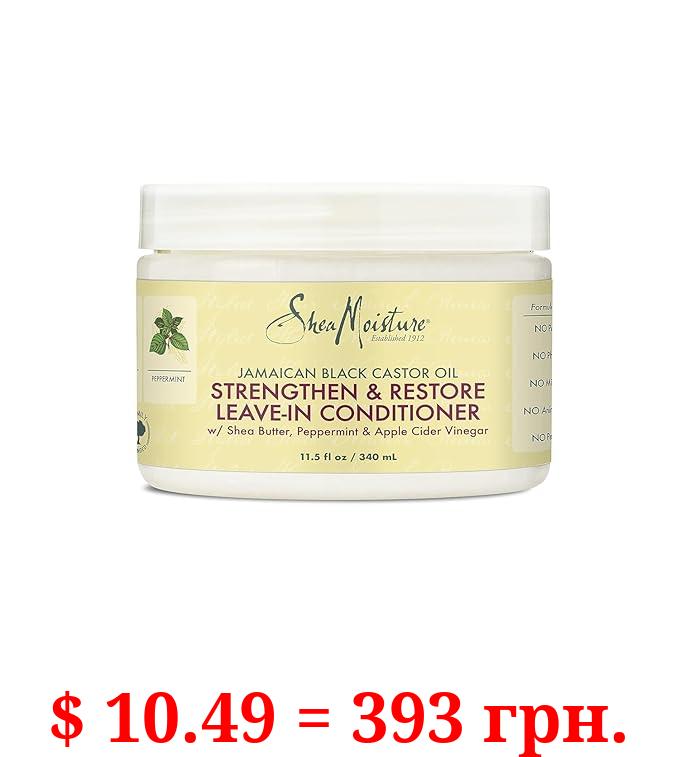 SheaMoisture Jamaican Black Castor Oil Leave In Conditioner For Damaged Hair 100% Pure To Soften And Detangle 11.5oz