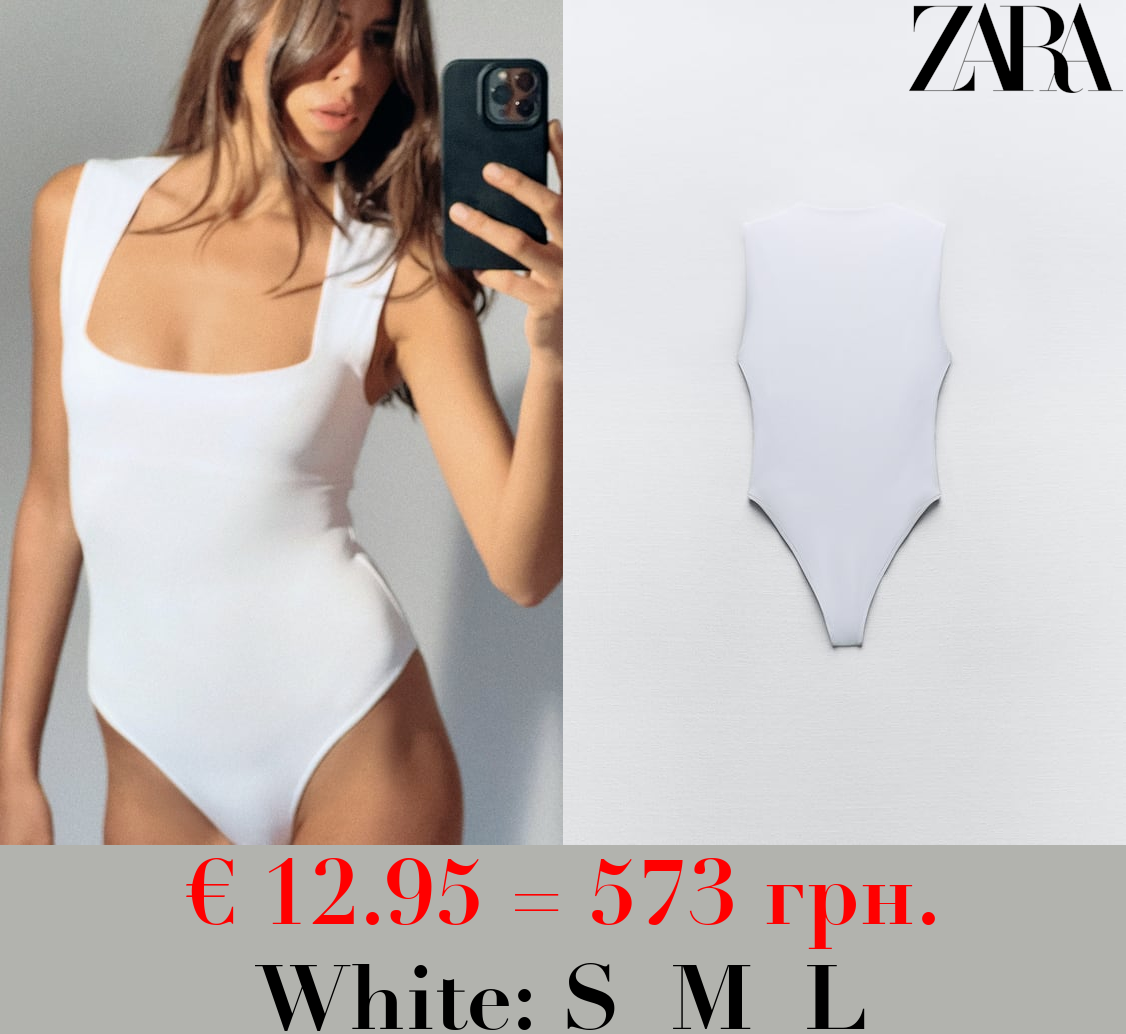POLYAMIDE BODYSUIT WITH SQUARE NECKLINE