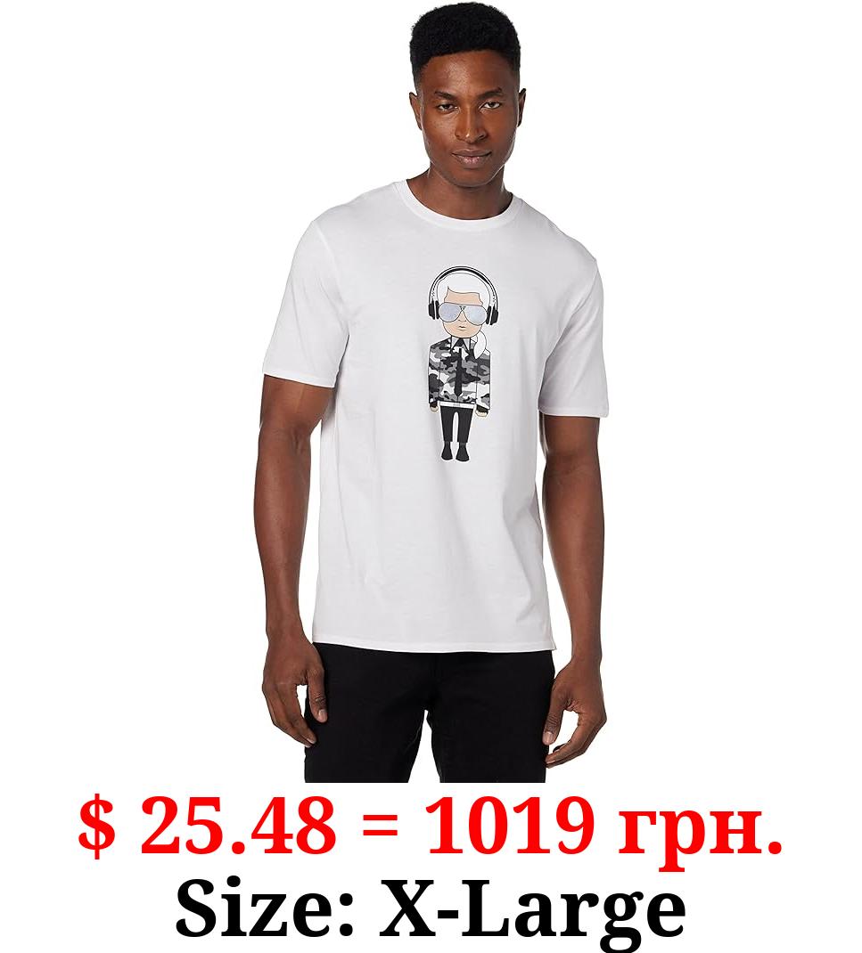 Karl Lagerfeld Paris Reflective T, Karl Character with Headphones Short Sleeve Crew Neck Men’s Shirt