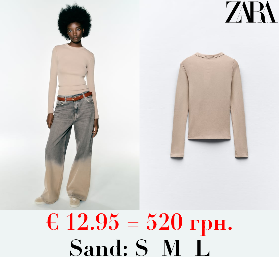 RIBBED LONG SLEEVE T-SHIRT