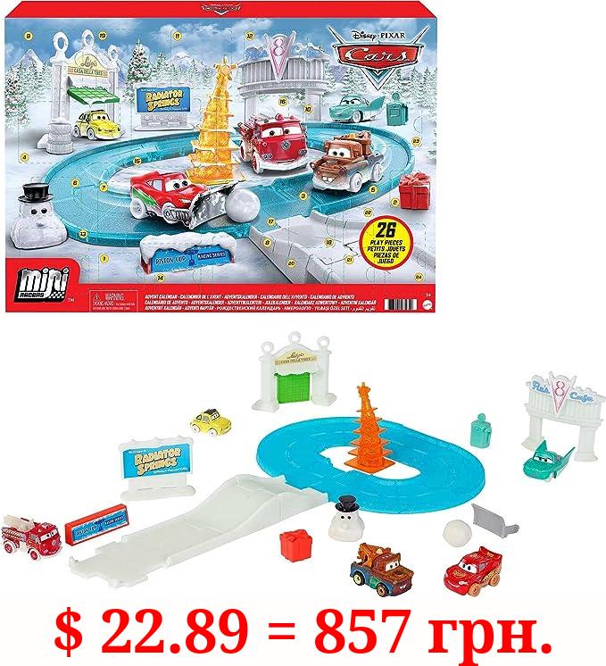 Disney Cars Toys ​Minis Advent Calendar Playset, One a Day Storytelling Racecar Accessories & Surprises, for Kids Age 3 Years and Older
