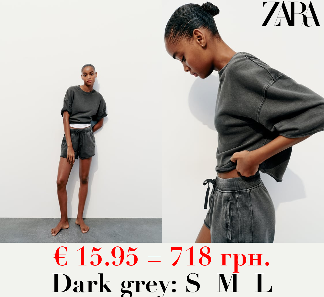 SHORT SLEEVE RIBBED PLUSH SWEATSHIRT