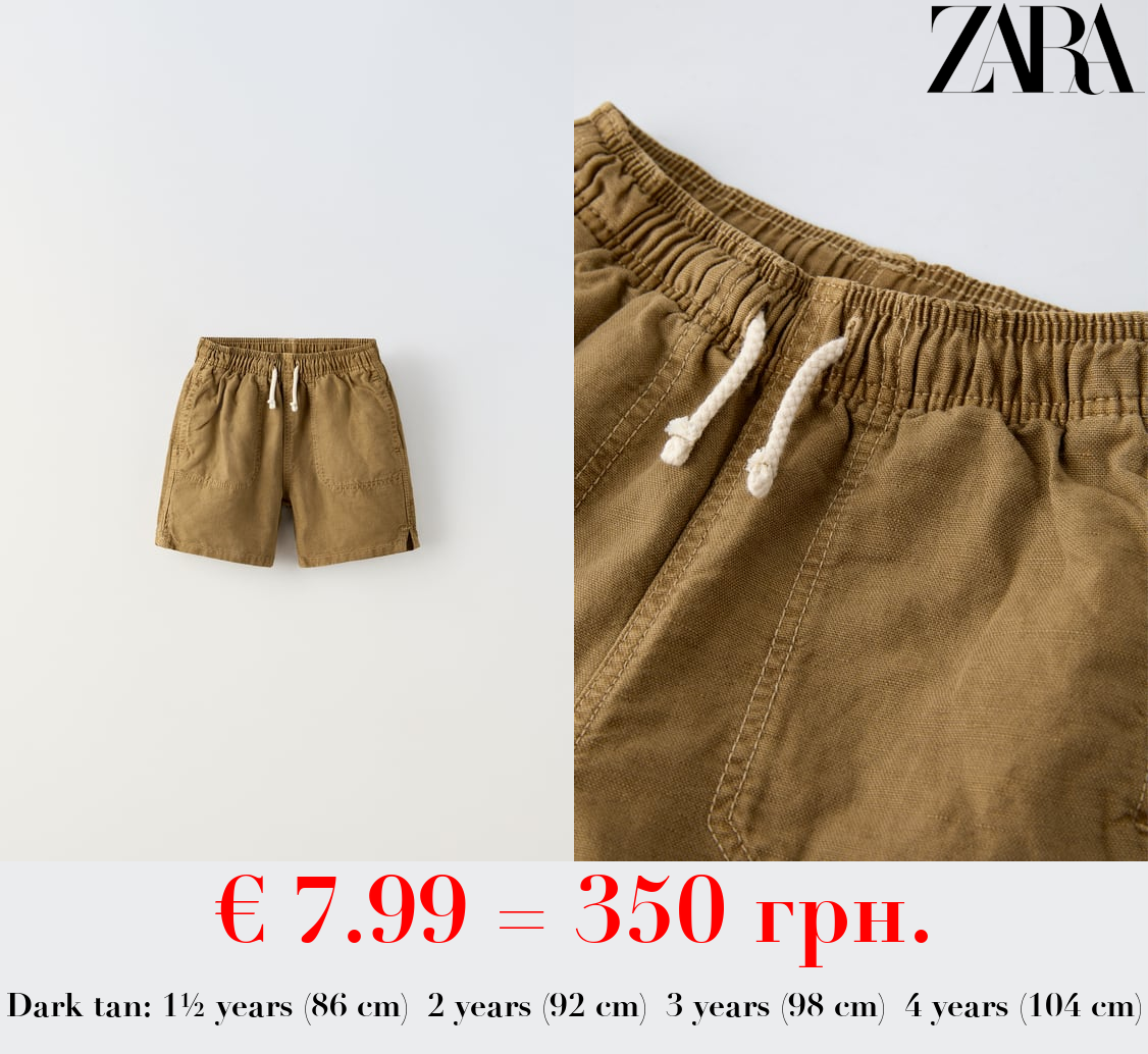 LINEN BLEND BERMUDA SHORTS