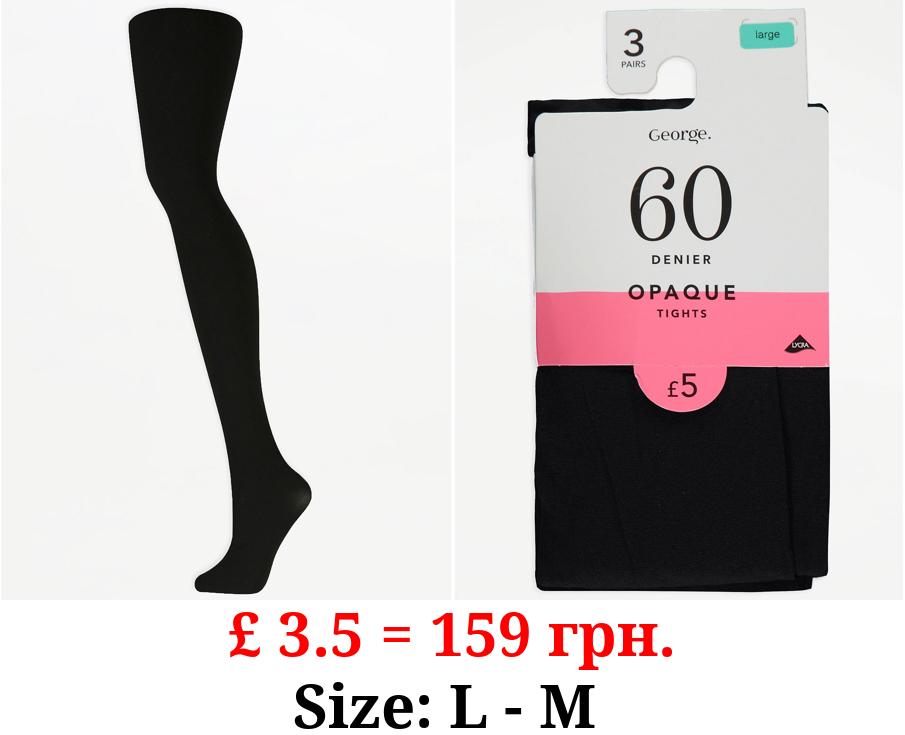 Black 60 Denier Opaque Tights 3 Pack
