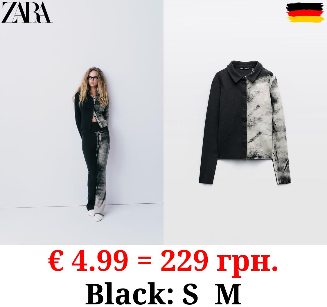 FADED-EFFECT BUTTONED TOP