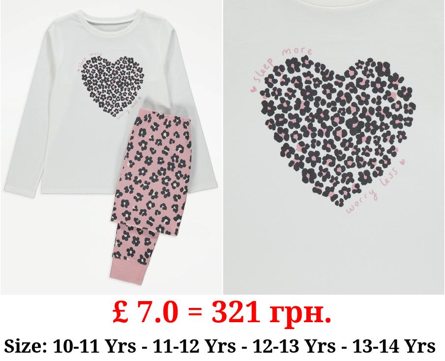 Leopard Heart Long Sleeve Pyjamas