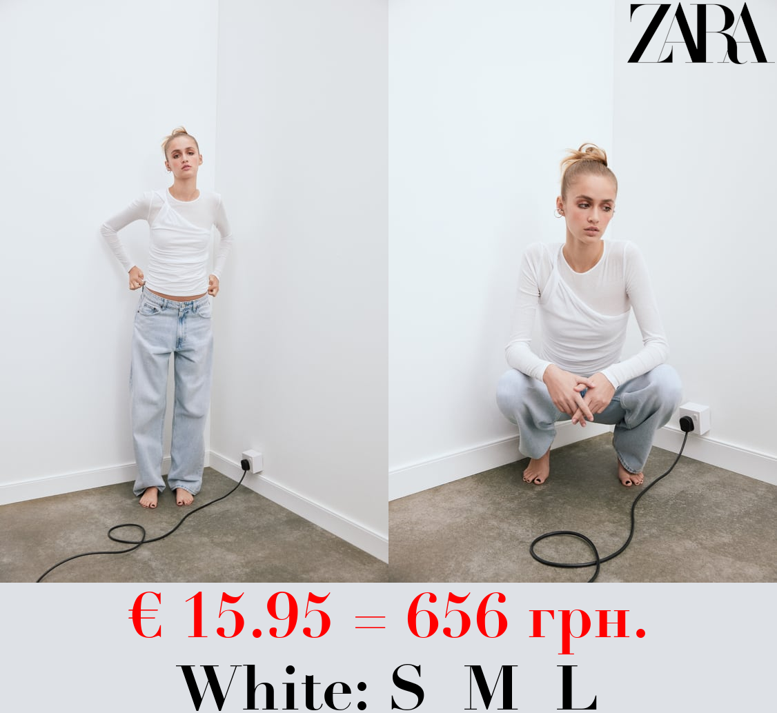 DRAPED DOUBLE-LAYER RIBBED TOP